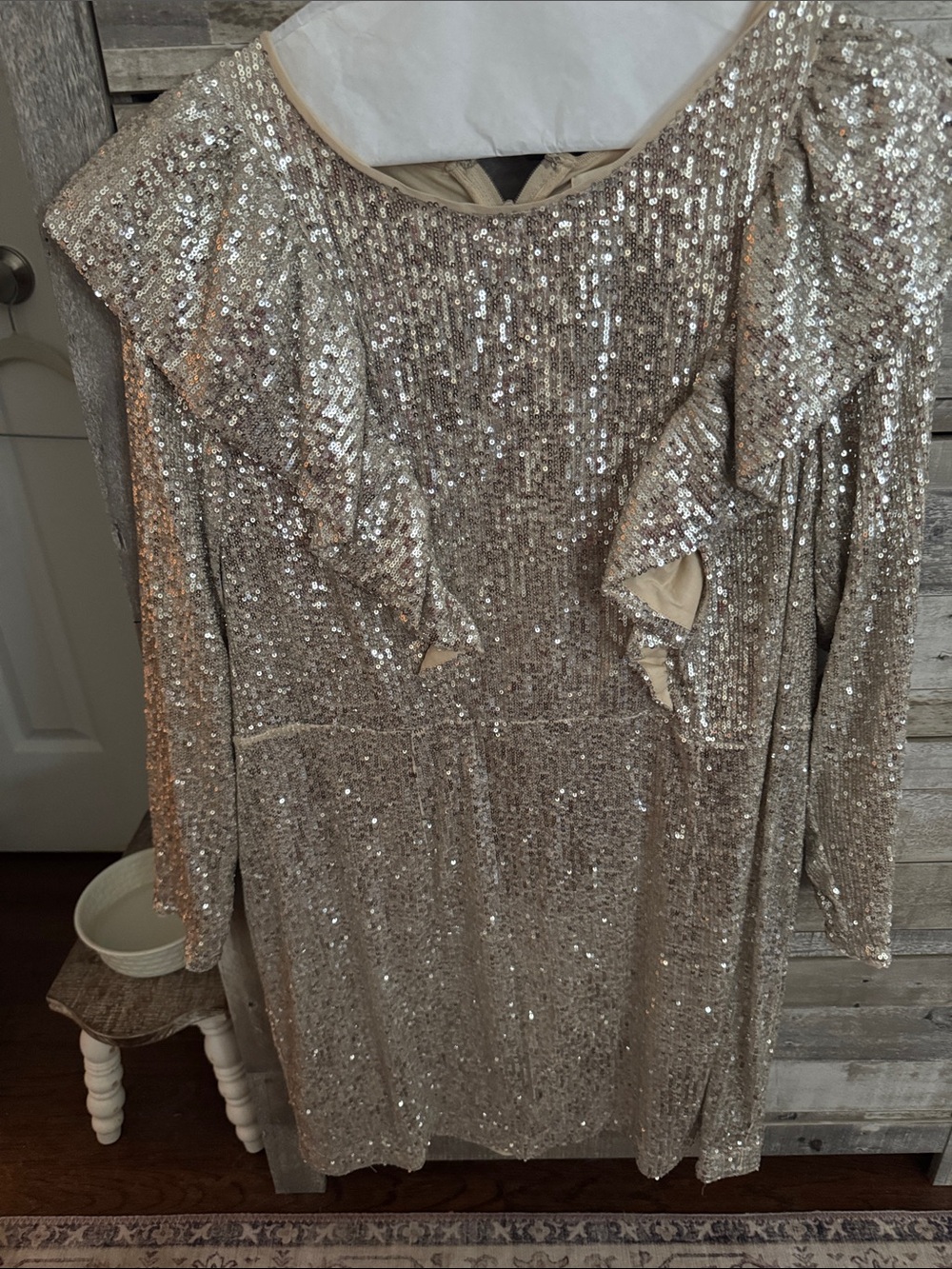 H&M Gold Sequin Long Sleeve Dress